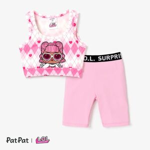 PatPat L.O.L. SURPRISE! toddler Girl Graphic Print Cropped Top and Tight Cycling Pants Set  - Pink