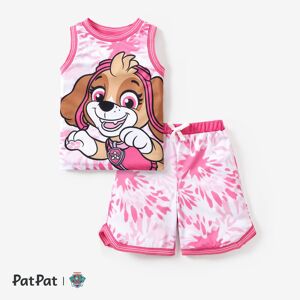 PatPat PAW Patrol Boys/Girls Children's Sports and Leisure Tie-Dye Print Effect Flat Machine Webbing Basketball Jersey sets  - Roseo