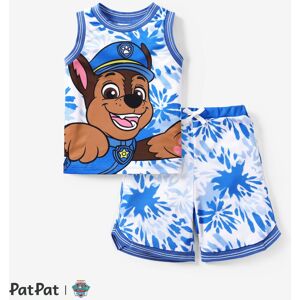 PatPat PAW Patrol Boys/Girls Children's Sports and Leisure Tie-Dye Print Effect Flat Machine Webbing Basketball Jersey sets  - Blue