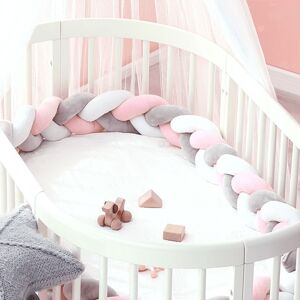 PatPat Crystal Velvet Braided Bumper with Anti-collision Design for Baby Bed  - Light Grey
