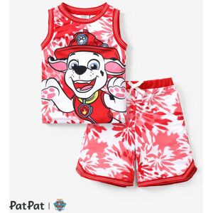 PatPat PAW Patrol Boys/Girls Children's Sports and Leisure Tie-Dye Print Effect Flat Machine Webbing Basketball Jersey sets  - Red