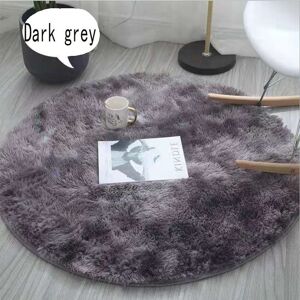 PatPat Nordic Tie-dye Gradient Round Carpet Chair Long Hair Bedroom Rug Home Living Room Bedside Mat Computer Entrance Hall Non-slip  - Dark Grey