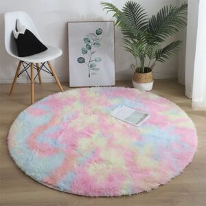 PatPat Nordic Tie-dye Gradient Round Carpet Chair Long Hair Bedroom Rug Home Living Room Bedside Mat Computer Entrance Hall Non-slip  - Multi-color