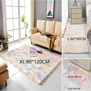 PatPat Rainbow Colors Long Hair Tie Dyeing Carpet Bay Window Bedside Mat Soft Area Rugs Shaggy Blanket Gradient Color Living Room Rug  - Multi-color