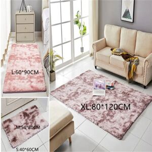 PatPat Rainbow Colors Long Hair Tie Dyeing Carpet Bay Window Bedside Mat Soft Area Rugs Shaggy Blanket Gradient Color Living Room Rug  - Mauve Pink