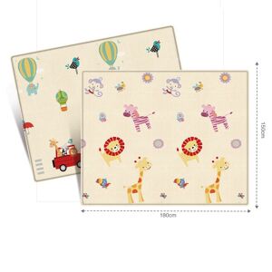 PatPat Baby Rug for Crawling Baby Toddlers Area Rugs Educational Play Mat Double-sided Cartoon Animals Transportation Pattern (70.87*59.06inch)  - Red/White