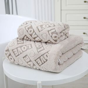 PatPat Thick Coral Fleece Bath Towels Letter Hollow Out Soft Absorbent Towels Bath Blankets  - Grey