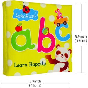 PatPat Cloth Baby Book English Alphanumeric Cloth book Touch and Feel Early Educational and Development Toy with Sound Paper 5 pages  - Yellow