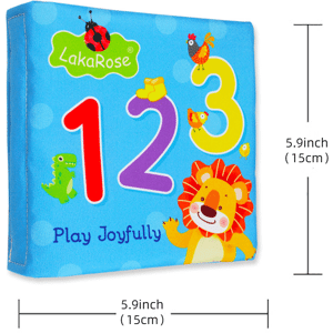 PatPat Cloth Baby Book English Alphanumeric Cloth book Touch and Feel Early Educational and Development Toy with Sound Paper 5 pages  - Blue