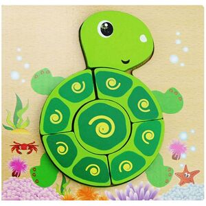 PatPat 3D Wooden Puzzle Jigsaw Toys For Children Wood 3d Cartoon Animal Puzzles Intelligence Kids Early Educational Toys  - Green