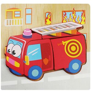 PatPat 3D Wooden Puzzle Jigsaw Toys For Children Wood 3d Cartoon Animal Puzzles Intelligence Kids Early Educational Toys  - Red