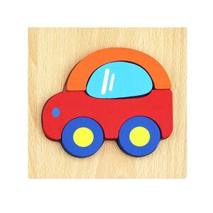PatPat 3D Wooden Puzzle Jigsaw Toys For Children Wood 3d Cartoon Animal Puzzles Intelligence Kids Early Educational Toys  - Light Red