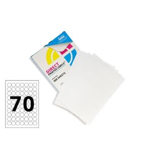 Printer Labels - 70 Per Sheet - Round - 25mm Diameter - 100 Sheets