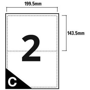 Printer Labels - 2 Per Sheet - Round Corners  - 500 Sheets