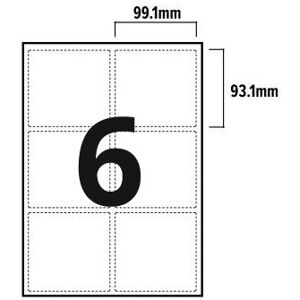 Printer Labels - 6 Per Sheet - Round Corners - 100 Sheets