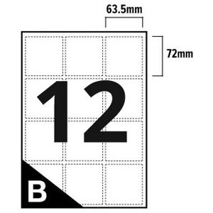 Printer Labels - 12 Per Sheet - Round Corners - 100 Sheets