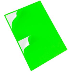 Printer Labels - 2 Per Sheet - Fluorescent Green - Round Corners - 100 Sheets