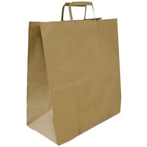 Brown Block Bottom Paper Carrier Bags - Flat Handles - 320 x 160 x 350mm - 100 Bags