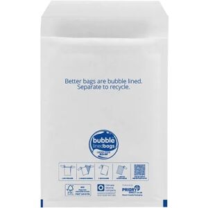 150 x 215mm - Size 0 Bubble Lined Bags - White - 100 Bags