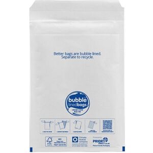 180 x 265mm - Size 1 Bubble Lined Bags - White - 100 Bags