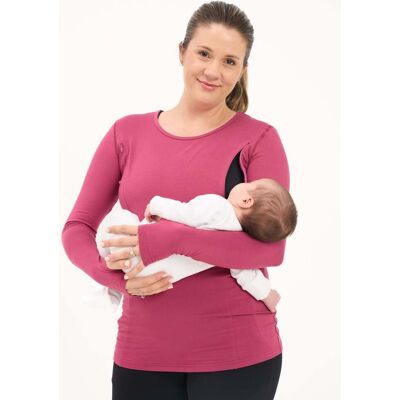Natal Active Bamboo Maternity & Breastfeeding Long Sleeved Top - Cherry Natal Active Bamboo Maternity & Breastfeeding Long Sleeved Top - Cherry
