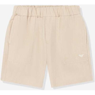 Emporio Armani Baby Boys Linen Logo Shorts in Beige Emporio Armani Baby Boys Linen Logo Shorts in Beige
