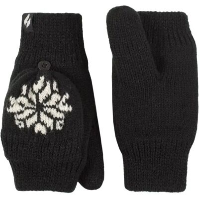 Women's 1 Pack SOCKSHOP Heat Holders Snowflake Patterned Converter Mittens Black One Size - Black - Size: One Size Women's 1 Pack SOCKSHOP Heat Holders Snowflake Patterned Converter Mittens Black One Size - Black - Size: One Size