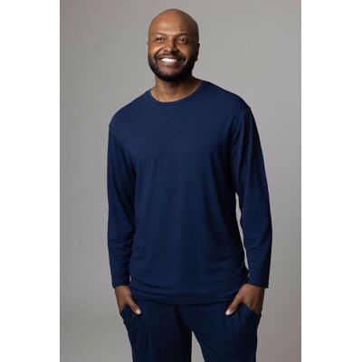Mens 1 Pack Lazy Panda Bamboo Loungewear Selection Long Sleeved Top Navy Long Sleeved Top Small - Blue - Size: Small Mens 1 Pack Lazy Panda Bamboo Loungewear Selection Long Sleeved Top Navy Long Sleeved Top Small - Blue - Size: Small