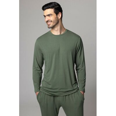 Mens 1 Pack Lazy Panda Bamboo Loungewear Selection Long Sleeved Top Olive Green Medium - Green - Size: Medium Mens 1 Pack Lazy Panda Bamboo Loungewear Selection Long Sleeved Top Olive Green Medium - Green - Size: Medium