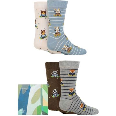 Babies and Kids 4 Pair Thought Ash Organic Cotton Animal Gift Boxed Socks Multi 2-3 - Multi Coloured - Size: 2-3 Years Babies and Kids 4 Pair Thought Ash Organic Cotton Animal Gift Boxed Socks Multi 2-3 - Multi Coloured - Size: 2-3 Years