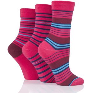 3 Pair Garnet Rose Gentle Bamboo Socks with Smooth Toe Seams in Plains and Stripes Ladies 4-8 Ladies - SOCKSHOP  - Multi Coloured - Size: 4-8 Ladies