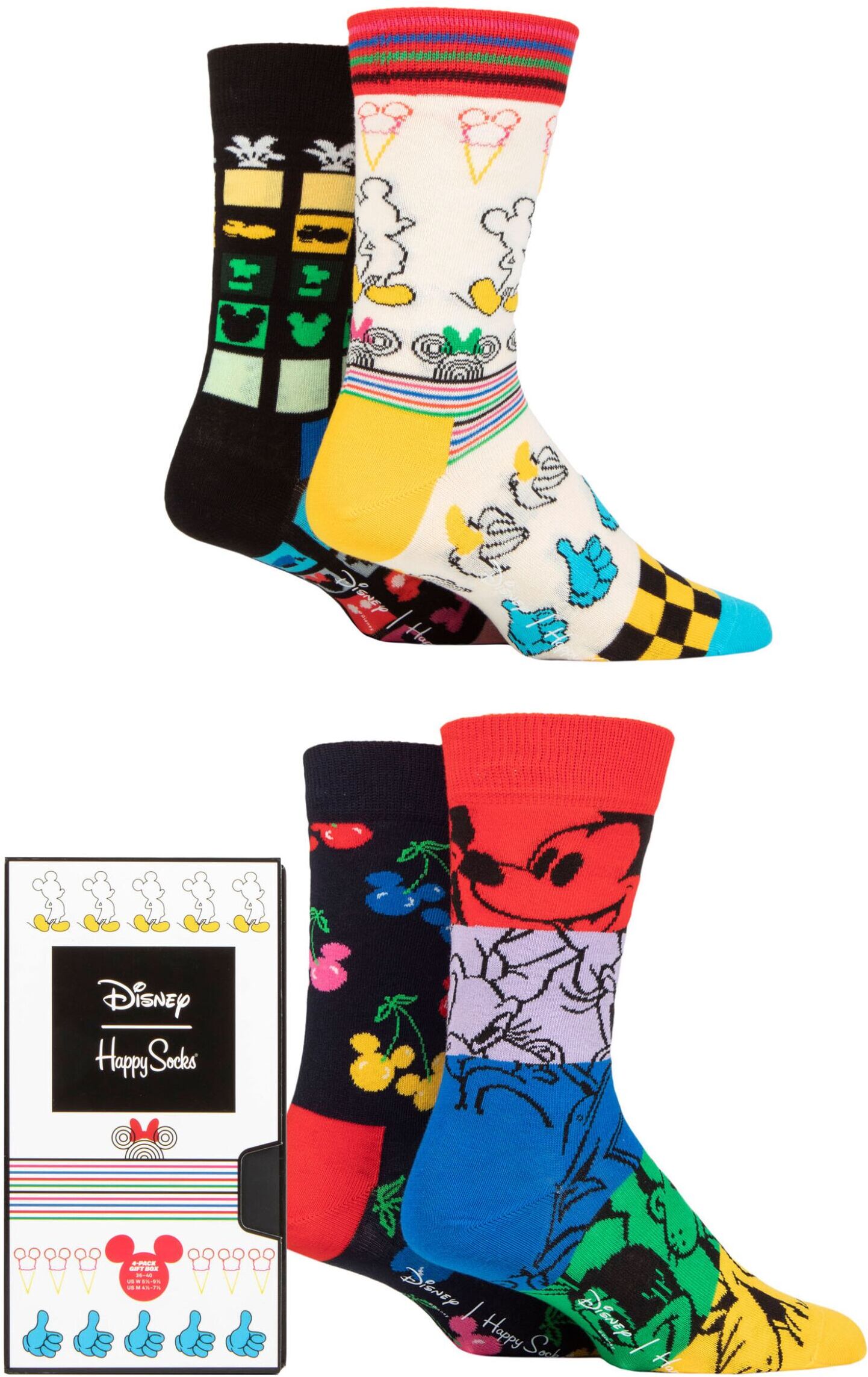 Happy Socks 4 Pair Disney Gift Sets Multi 7.5-11.5 Unisex  - Multi Coloured - Size: 7.5-11.5 Unisex