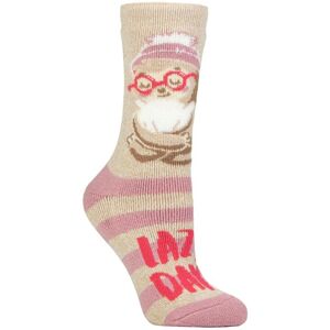Women's 1 Pair SOCKSHOP Heat Holders Fun Feet Lite Thermal Socks Lazy Days 4-8 - Multi Coloured - Size: Small