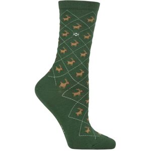 SockShop Women's 1 Pair Burlington Christmas Reindeer Cotton Socks Green 3.5-7 Women's - Green - Size: Small SockShop Women's 1 Pair Burlington Christmas Reindeer Cotton Socks Green 3.5-7 Women's - Green - Size: Small