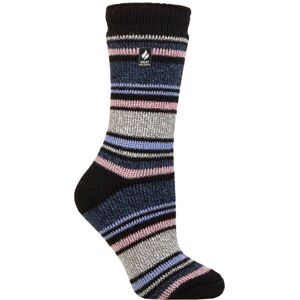 Women's 1 Pair SOCKSHOP Heat Holders 2.3 TOG Patterned Thermal Socks Geneva Multi Stripe Black Denim 4-8 - Blue - Size: Small Women's 1 Pair SOCKSHOP Heat Holders 2.3 TOG Patterned Thermal Socks Geneva Multi Stripe Black Denim 4-8 - Blue - Size: Small