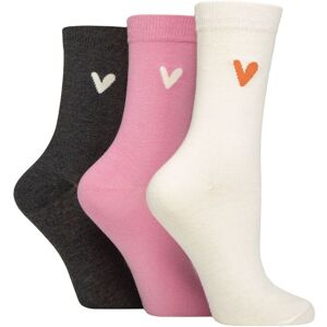 SockShop Women's 3 Pair Caroline Gardner Patterned Cotton Socks Snow / Pink / Charcoal Heart 4-8 - Assorted - Size: Small SockShop Women's 3 Pair Caroline Gardner Patterned Cotton Socks Snow / Pink / Charcoal Heart 4-8 - Assorted - Size: Small
