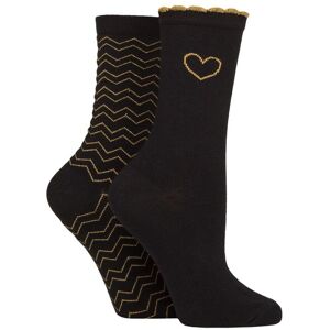 SockShop Women's 2 Pair Charnos Sparkle Chevron and Heart Socks Black One Size - Black - Size: One Size SockShop Women's 2 Pair Charnos Sparkle Chevron and Heart Socks Black One Size - Black - Size: One Size