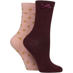 SockShop Women's 2 Pair Charnos All Over Star and Rib Bow Socks Blush One Size - Pink - Size: One Size SockShop Women's 2 Pair Charnos All Over Star and Rib Bow Socks Blush One Size - Pink - Size: One Size