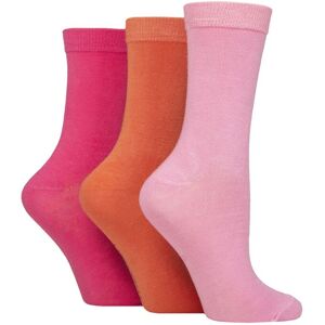 SockShop Women's 3 Pair Wildfeet Plain Bamboo Socks Pink / Orange 4-8 - Assorted - Size: Small SockShop Women's 3 Pair Wildfeet Plain Bamboo Socks Pink / Orange 4-8 - Assorted - Size: Small