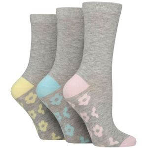 Women's 3 Pair SOCKSHOP Wildfeet Patterned Bamboo Socks Floral Light Grey 4-8 - Multi Coloured - Size: Small Women's 3 Pair SOCKSHOP Wildfeet Patterned Bamboo Socks Floral Light Grey 4-8 - Multi Coloured - Size: Small
