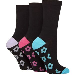 Women's 3 Pair SOCKSHOP Wildfeet Patterned Bamboo Socks Floral Black 4-8 - Multi Coloured - Size: Small Women's 3 Pair SOCKSHOP Wildfeet Patterned Bamboo Socks Floral Black 4-8 - Multi Coloured - Size: Small