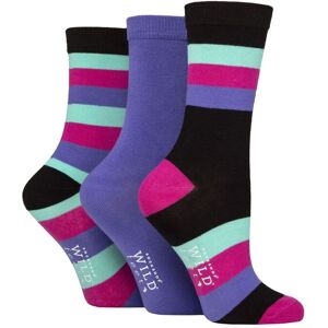 Women's 3 Pair SOCKSHOP Wildfeet Patterned Bamboo Socks Block Stripe Black 4-8 - Multi Coloured - Size: Small Women's 3 Pair SOCKSHOP Wildfeet Patterned Bamboo Socks Block Stripe Black 4-8 - Multi Coloured - Size: Small