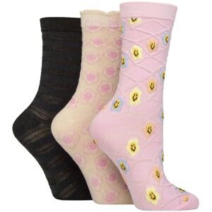 Women's 3 Pair SOCKSHOP Wildfeet Textured Bamboo Socks Flower Smiley 4-8 - Multi Coloured - Size: 4-8 Women's 3 Pair SOCKSHOP Wildfeet Textured Bamboo Socks Flower Smiley 4-8 - Multi Coloured - Size: 4-8