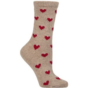 Women's 1 Pair SOCKSHOP Wildfeet Cashmere and Wool Blend Socks Beige Hearts 4-8 - Multi Coloured - Size: Small Women's 1 Pair SOCKSHOP Wildfeet Cashmere and Wool Blend Socks Beige Hearts 4-8 - Multi Coloured - Size: Small