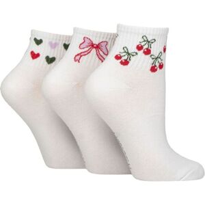 Women's 3 Pair SOCKSHOP Wildfeet Plain Mid Cut Ribbed Crew Socks Cherry Bow 4-8 - Multi Coloured - Size: Small Women's 3 Pair SOCKSHOP Wildfeet Plain Mid Cut Ribbed Crew Socks Cherry Bow 4-8 - Multi Coloured - Size: Small