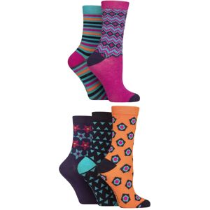 Women's 5 Pair SOCKSHOP Plain, Patterned and Striped Bamboo Socks Bright Geo 4-8 - Multi Coloured - Size: Small Women's 5 Pair SOCKSHOP Plain, Patterned and Striped Bamboo Socks Bright Geo 4-8 - Multi Coloured - Size: Small