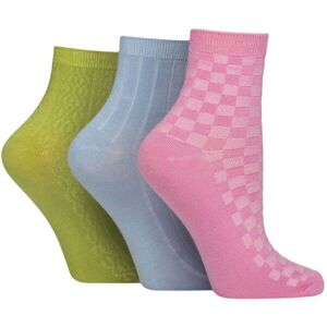 Women's 3 Pair SOCKSHOP Plain and Patterned Bamboo Ankle Socks Textured Ocean View 4-8 - Multi Coloured - Size: Small Women's 3 Pair SOCKSHOP Plain and Patterned Bamboo Ankle Socks Textured Ocean View 4-8 - Multi Coloured - Size: Small