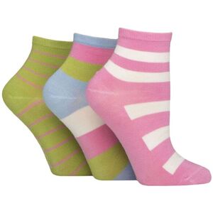 Women's 3 Pair SOCKSHOP Plain and Patterned Bamboo Ankle Socks Striped Ocean View 4-8 - Multi Coloured - Size: Small Women's 3 Pair SOCKSHOP Plain and Patterned Bamboo Ankle Socks Striped Ocean View 4-8 - Multi Coloured - Size: Small