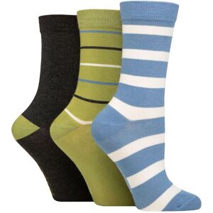 Women's 3 Pair SOCKSHOP Patterned Plain and Striped Bamboo Socks Spanish Moss Stripe 4-8 - Multi Coloured - Size: Small Women's 3 Pair SOCKSHOP Patterned Plain and Striped Bamboo Socks Spanish Moss Stripe 4-8 - Multi Coloured - Size: Small