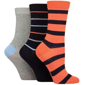 Women's 3 Pair SOCKSHOP Patterned Plain and Striped Bamboo Socks Navy / Rust / Silver Stripe 4-8 - Multi Coloured - Size: Small Women's 3 Pair SOCKSHOP Patterned Plain and Striped Bamboo Socks Navy / Rust / Silver Stripe 4-8 - Multi Coloured - Size: Small